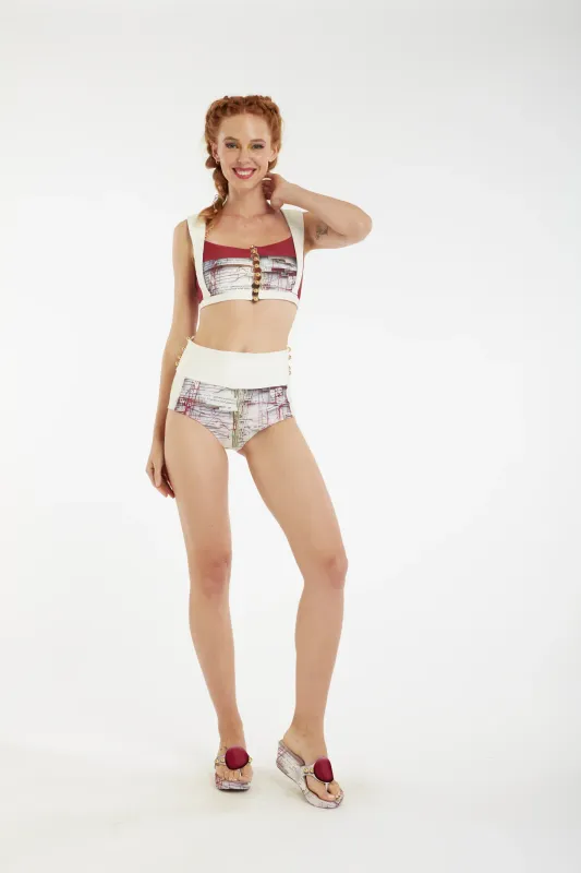 IPNG: Resort Stories Mapped Out Rouge Bikini Top/ High Waisted Bottoms