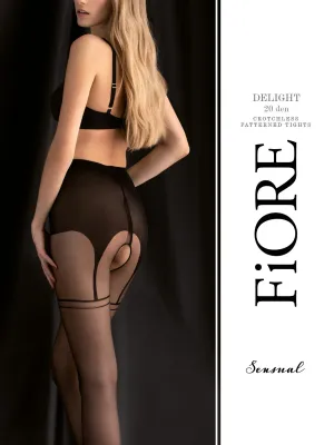 Fiore By Wild Curves: Secret Delight Open Gusset Opaque Tights 20 Denier
