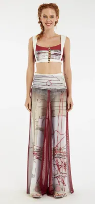 IPNG: Resort Stories Mapped Out Rouge High Waisted Mesh Pants (Some Ship Immed!)