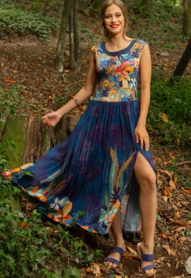 Paul Brial: Tropical Hearts Crinkle Maxi Dress