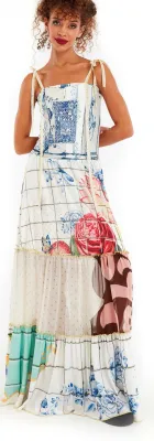 IPNG: Ocean Washed Tiled Illusion Convertible Maxi Dress To Skirt