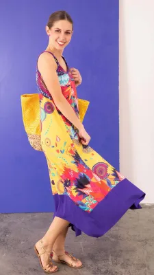 Anatopik: Colors Of My Genie Lamp Flared Maxi Dress