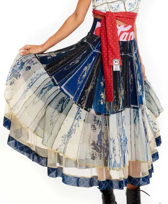 IPNG: Ocean Washed Tiled Illusion Midi Skirt