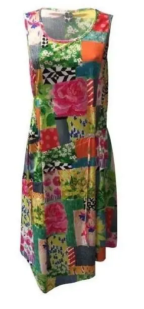 Maloka: Patchwork Of Sunflowers Slant Hem Sundress (More Colors!)