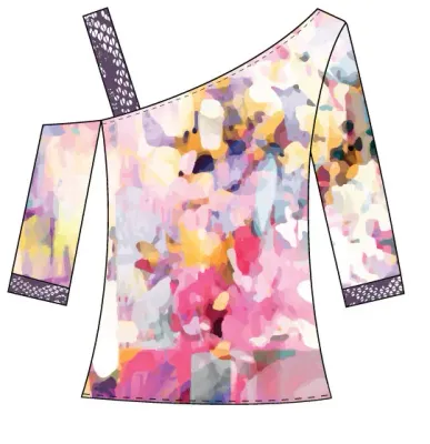 Paul Brial: A Paradise Of Red, Purple, Pink One Shoulder Top
