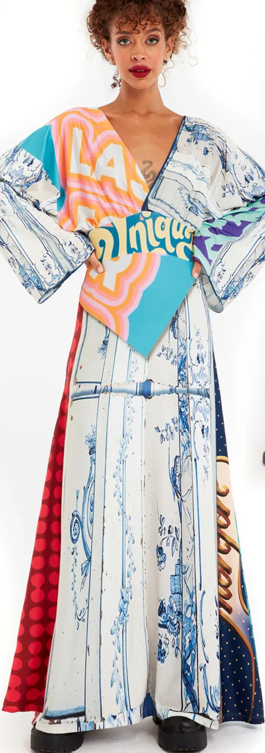 IPNG: Ocean Washed Tiled Illusion Kimono Dress (Some Ship Immed!)