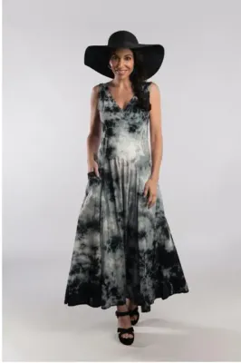 Luna Luz: Cross Over Botanical Bodice Tie Dye Long Dress