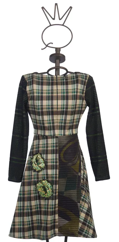 Save The Queen: Lucky Leaf Embroidered Tartan In Silk