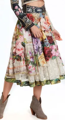 IPNG: Fortune In Flowerland Illusion Midi Skirt