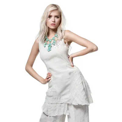 Maloka: Lavish Creme Asymmetrical Long Tunic Natacha (Linen &amp; Cotton, 1 Left!)