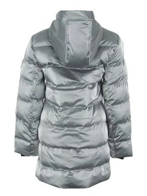 Dolcezza: Sporty Chic Silver Hooded Puffer Coat