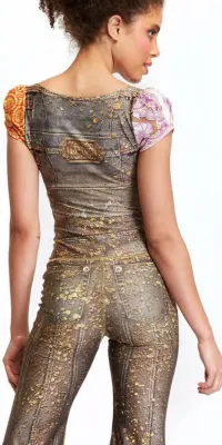 IPNG: Fortune In Flowerland Denim Illusion Blouse