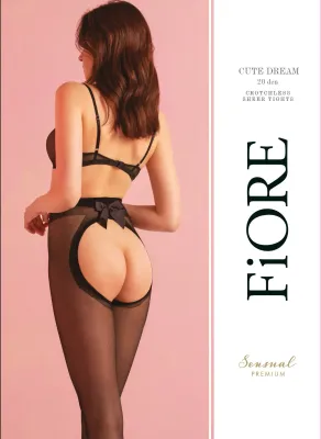 Fiore: Bow My Derriere Crotchless 20 Denier Tights
