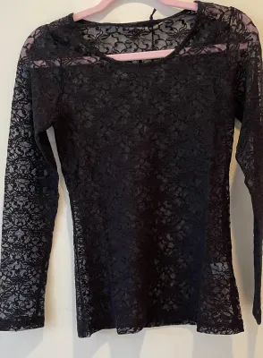 Maloka: Black Rose Lace Mesh Top