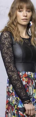Maloka: Black Rose Lace Mesh Top