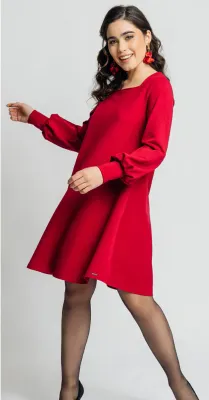 Paul Brial: Rouge Love Flared Dress