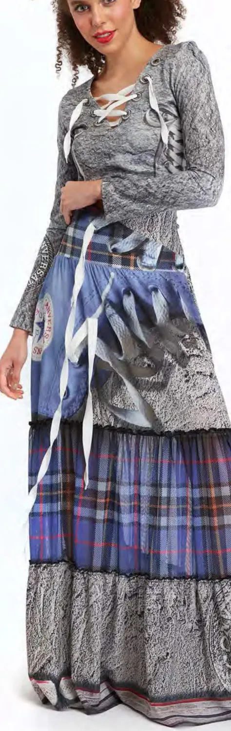 IPNG: Fall Conversations Tartan Illusion Long Skirt/Dress