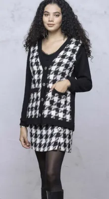 Maloka: Damier Tweed Cardigan
