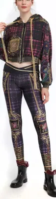 IPNG: Back To Black Tartan Framed Illusion Leggings
