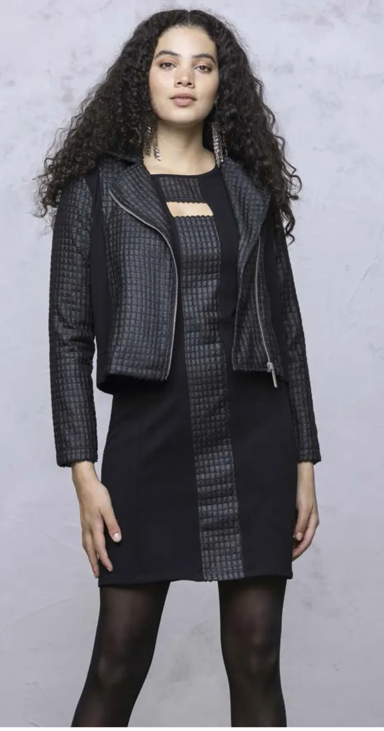 Maloka: Faux Leather Ribboned Bodice Dress