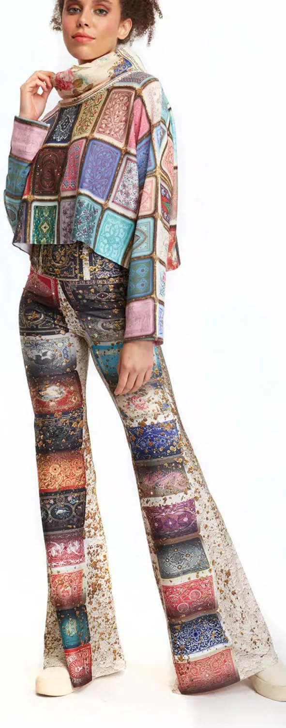 IPNG: Fortune In Flowerland Contrast Illusion Comfort Pants