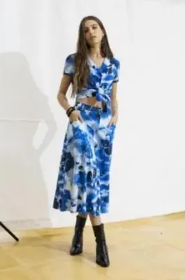 Maloka: Cloud Cotton Tie Dye Midi Skirt