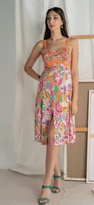Paul Brial: Pink Citrus Pop Midi Sundress