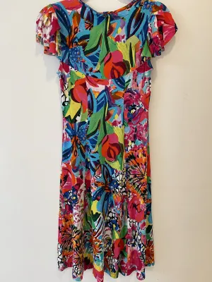 Maloka: Sunset Blooms Flared Midi Dress