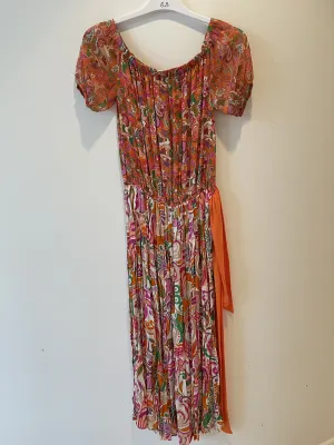 Paul Brial: Pink Citrus Pop Crinkled Maxi Dress