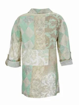 Simply Art Dolcezza: Memories &amp; Whispers Aqua Art Long Linen Blouse
