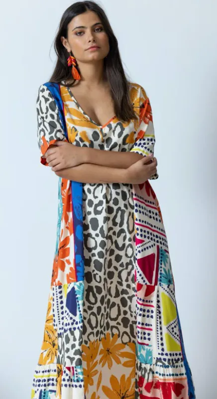 G!oze: Patchwork Of Flowers Comfort Dress