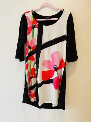 G!oze: Paint Me A Hot Pink Flower Flared Dress