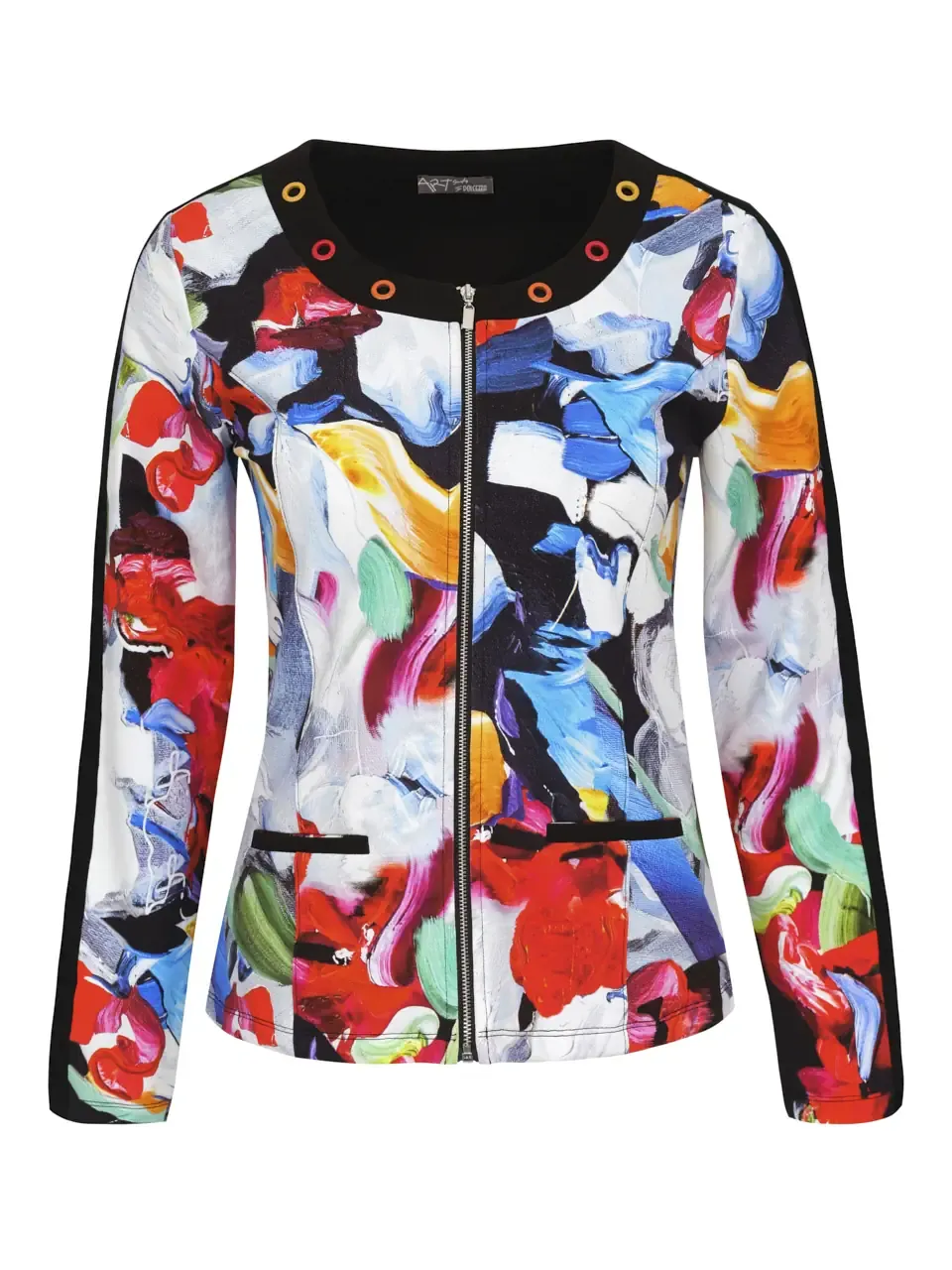 Simply Art Dolcezza: Joy Entracte 3 Abstract Art Zip Up Cardigan