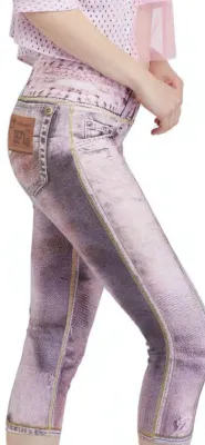 IPNG: Pink Ice Denim Illusion Capri Legging