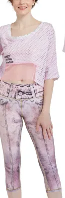 IPNG: Pink Ice Denim Illusion Capri Legging