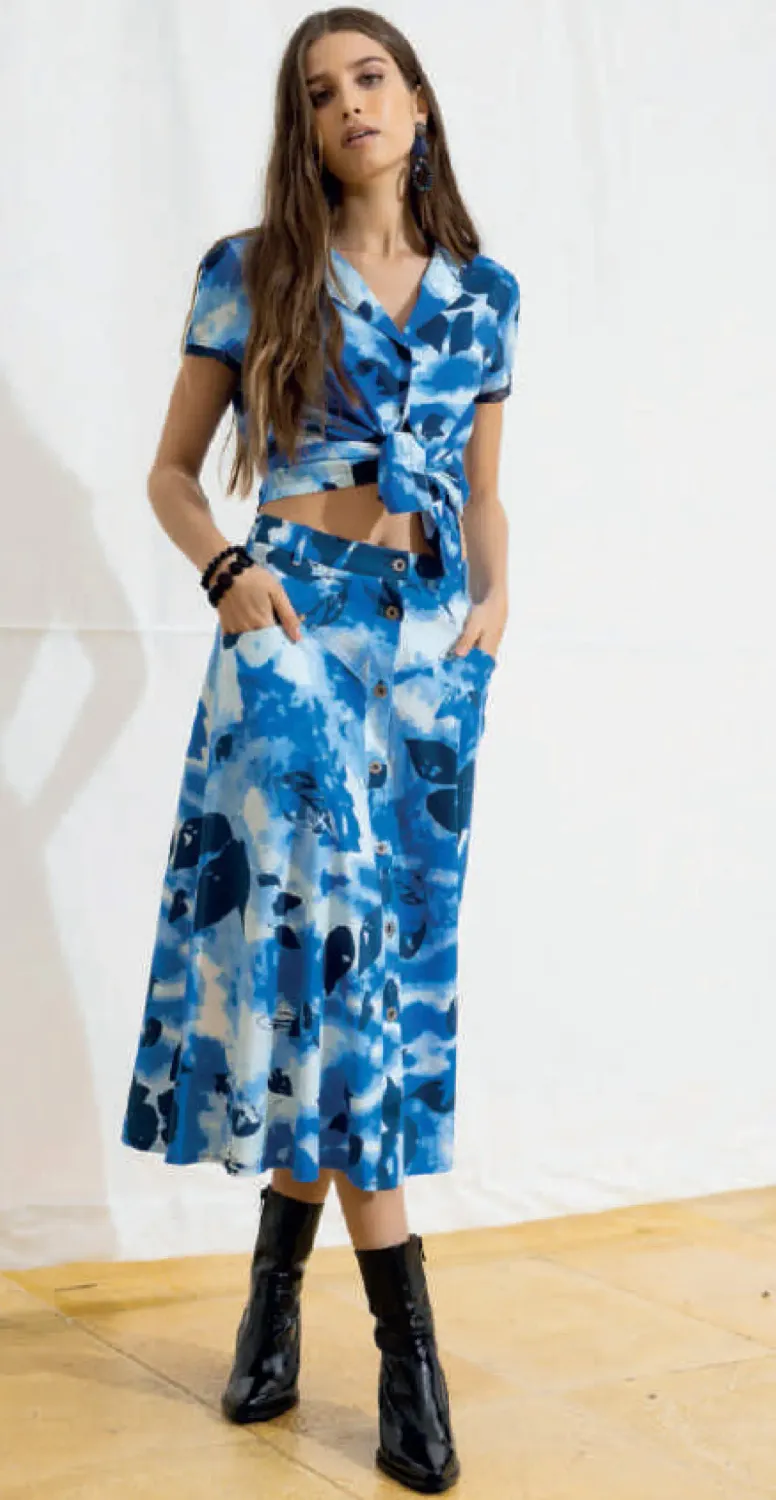 Maloka: Tied &amp; Dyed Buttoned Top