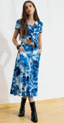 Maloka: Tied &amp; Dyed Buttoned Top