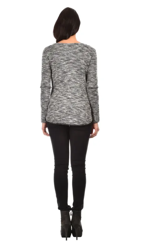 L33 Paris: Black Rose Asymmetrical Hem Top