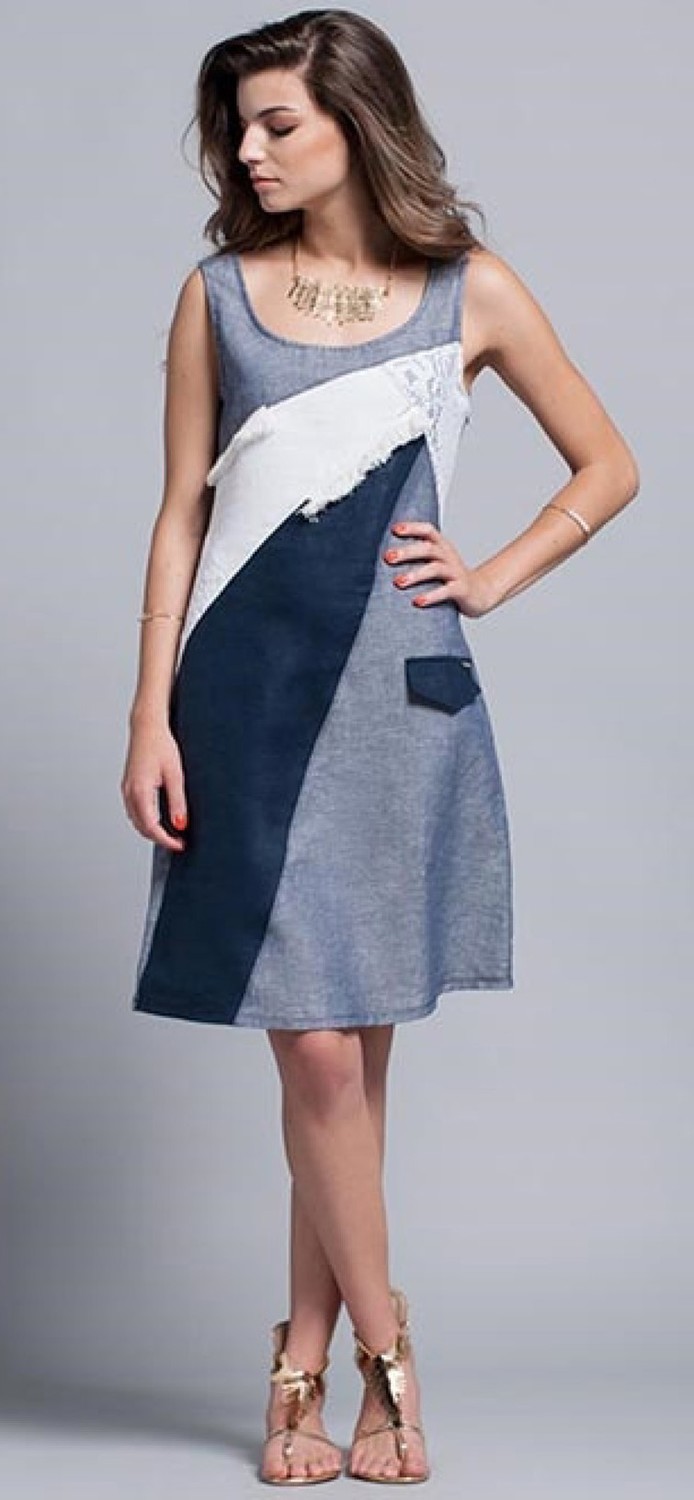 Maloka: Linen Denim Pieced Pocket Dress SOLD OUT