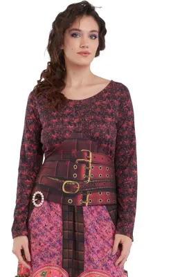 IPNG: Chocolate Factory Knit Belted Illusion Blouse