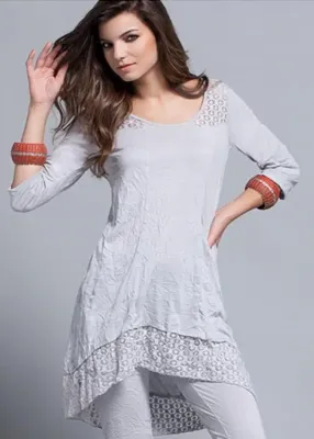 Maloka: Double Cut &amp; Petal Crushed Cotton Asymmetrical Tunic