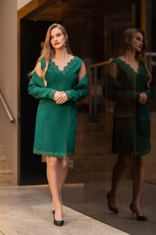Paul Brial: Green Obsession Crepe Dress
