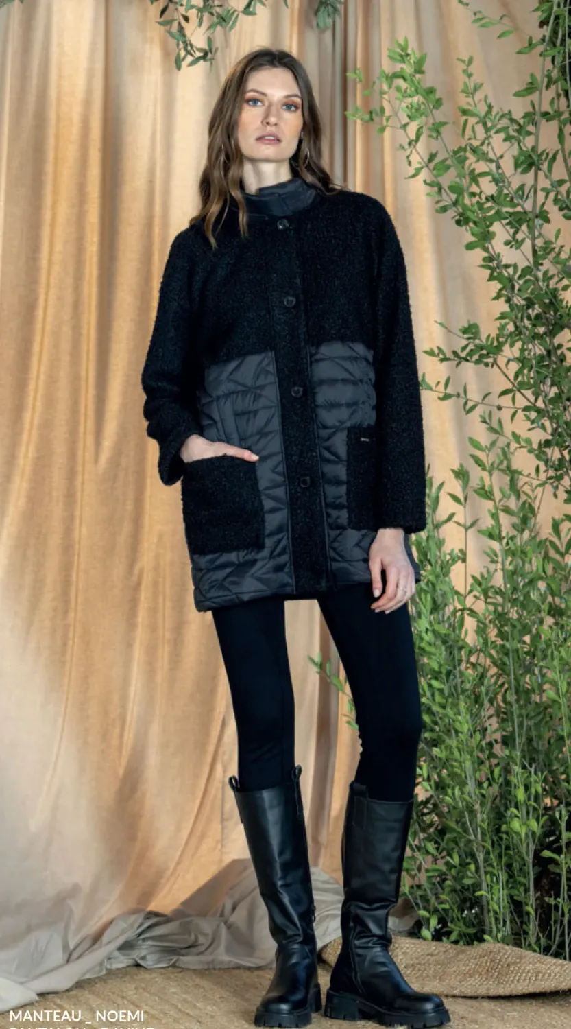 Maloka: Teddy Puffer Mixed Media Coat