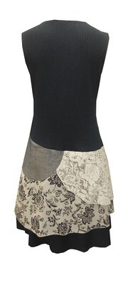 Maloka: Blue Rose Pieced Sundress with Luxe Linen &amp; Diamond Denim
