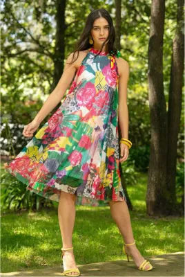 Maloka: Monet's Album Of Flowers Flared Dress