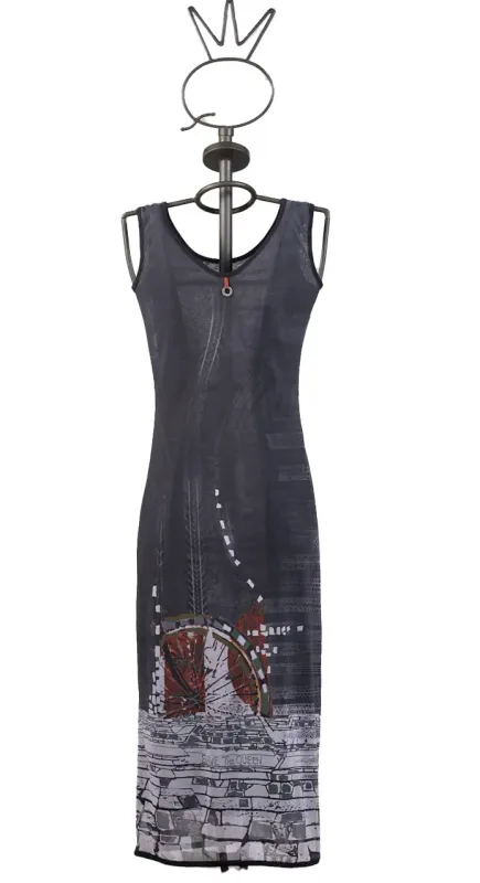 Save The Queen: Blossoming Bikes Stretch Tulle Maxi Dress