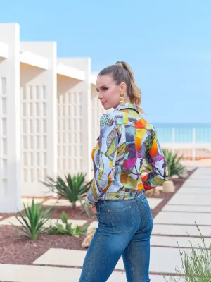 Simply Art Dolcezza: Botanica Abstract Art Soft Denim Jacket