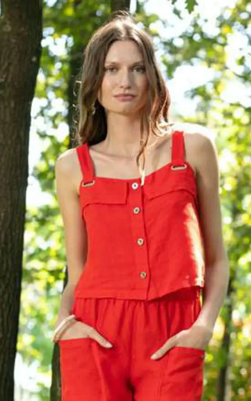 Maloka: Buckle Up Linen Tank Top