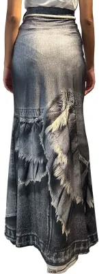 IPNG: 3D Denim Illusion Mermaid Skirt in Grey
