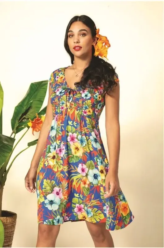 Paul Brial: Isle Of Gardenias Lace Up Bodice Dress